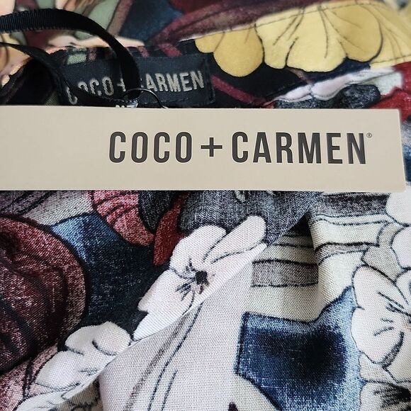 Coco + Carmen NWT v-neck deep floral swim cover up/ mini dress, L/XL - Picture 8 of 13